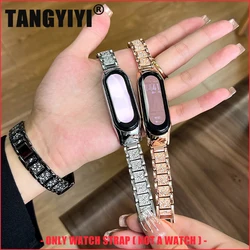 Metallarmband für Xiaomi Mi Band 8 7 6 5 4 3 Armband Luxus Glitzer Volldiamant Edelstahl Armband Ersatzuhrenarmband