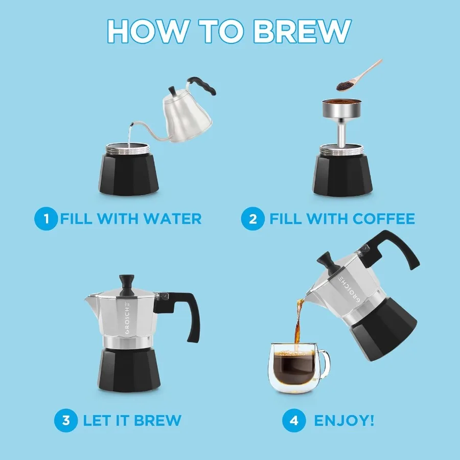 ミラノ モカポット ストーブトップ エスプレッソメーカー 家庭用コーヒー醸造 イタリアンスタイル グレカ コーヒーメーカー パーコレーター 3カップ容量