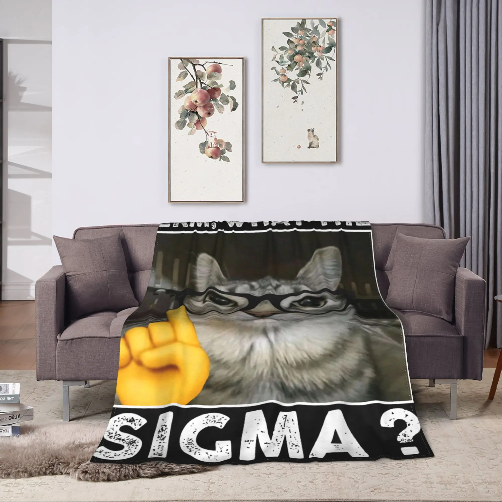 Erm   What the Sigma Cat Meme Funny Cat With Sunglasses Flannel Blankets Super Soft Throw Blanket for Bedspread Sofa Bed Cover