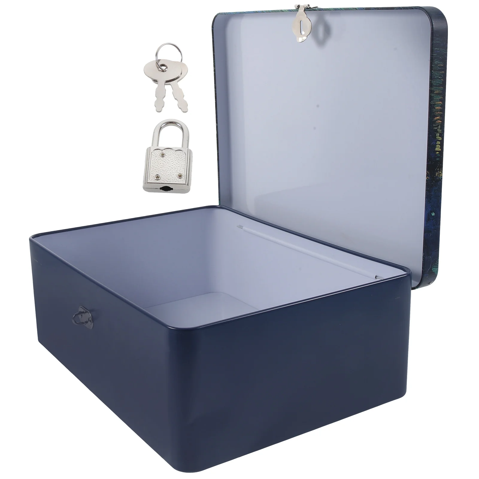 

Tinplate Storage Small Container Lid Piggy Bank Document Organizer Lockable Jewelry Case Tinplate Box For Storage Desktop
