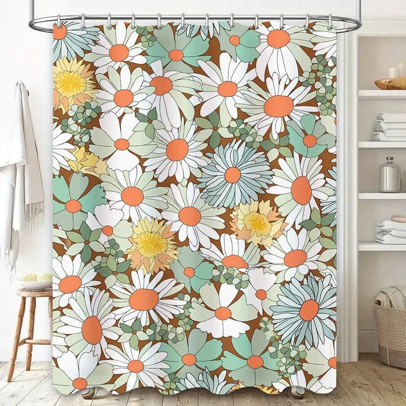 Delightful Daisy Shower Curtain Vibrant Floral Print for Bathroom Decor, Waterproof Fabric, Perfect Gift Idea