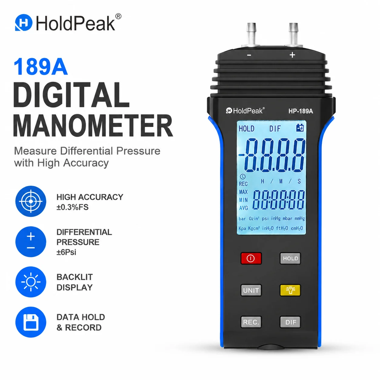 holdpeak-hp-189a-デジタルマノメーター-デュアルポート差圧計-hvac空気圧テスター-11種類の単位選択可能