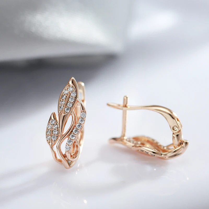 Kinel Vintage Hollow Flower Earrings 585 Gold Color Boho Ethnic Wedding Cilp Earrings for Women Elegant Fashion Jewelry Gift