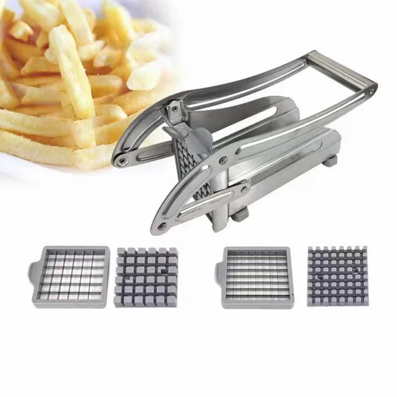 Potato Slicer French French Fry Cutter with 2 Stainless Steel Blades Multifunctional Stainless Steel Chopper Manual Cutter Tool