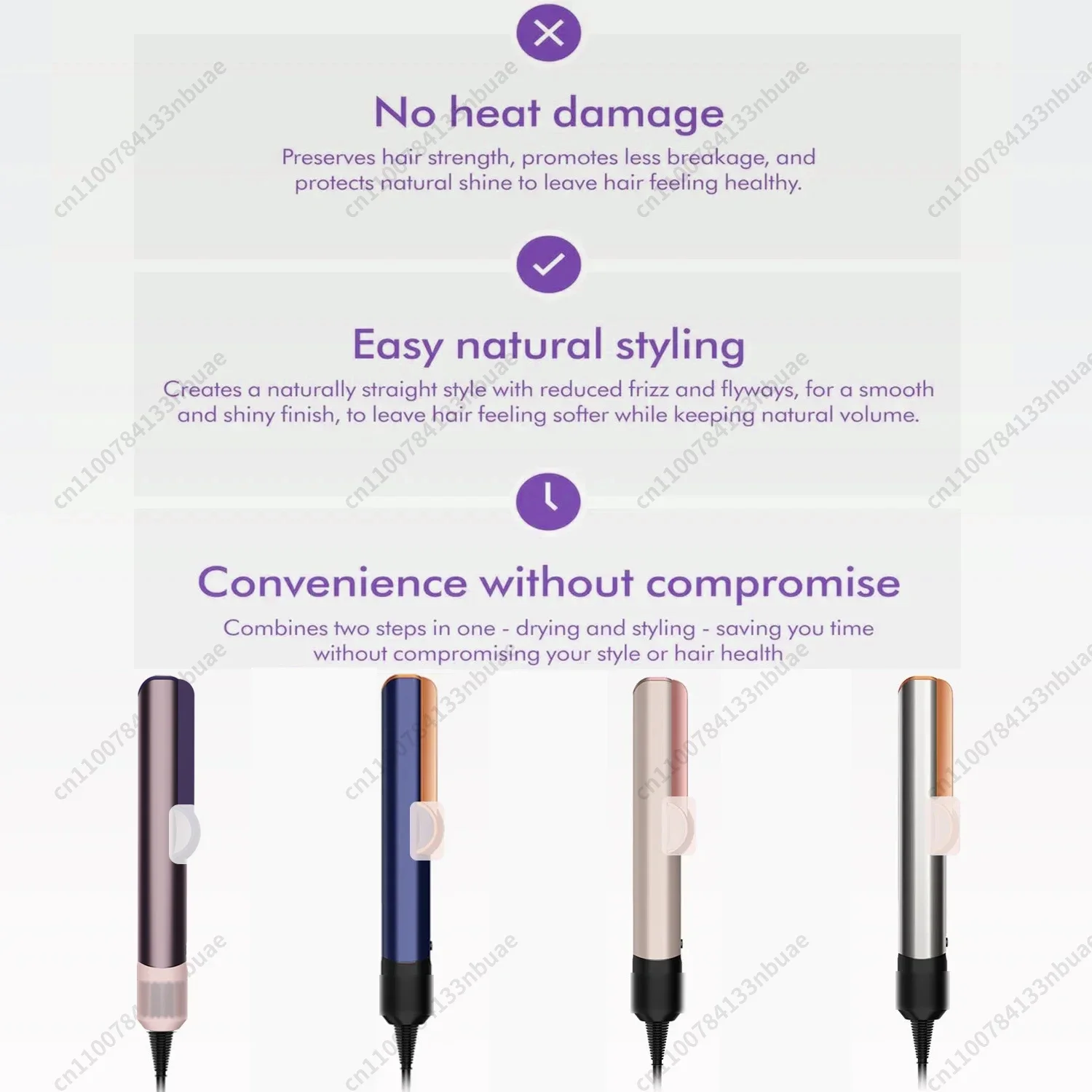 مكواة فرد الشعر الاحترافية ومجفف الشعر مع مكواة مسطحة بالأيونات السالبة مع درجة حرارة قابلة للتعديل لجميع أنواع هاي