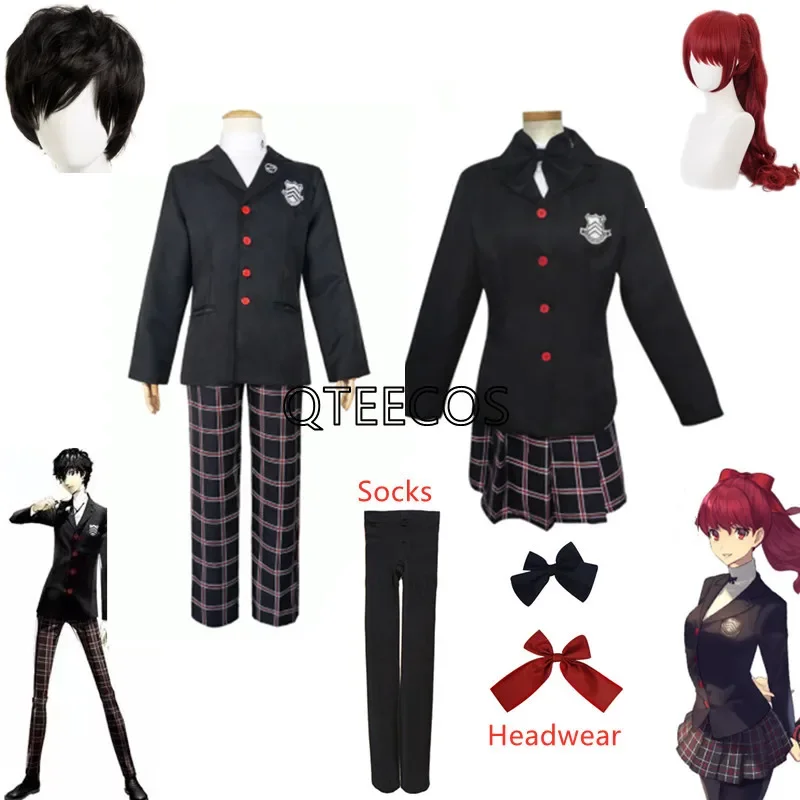 Unisex Persona 5 Kurusu Akira Joker Cosplay Costume School Uniforms Suits Halloween Yoshizawa Kasumi Outfits