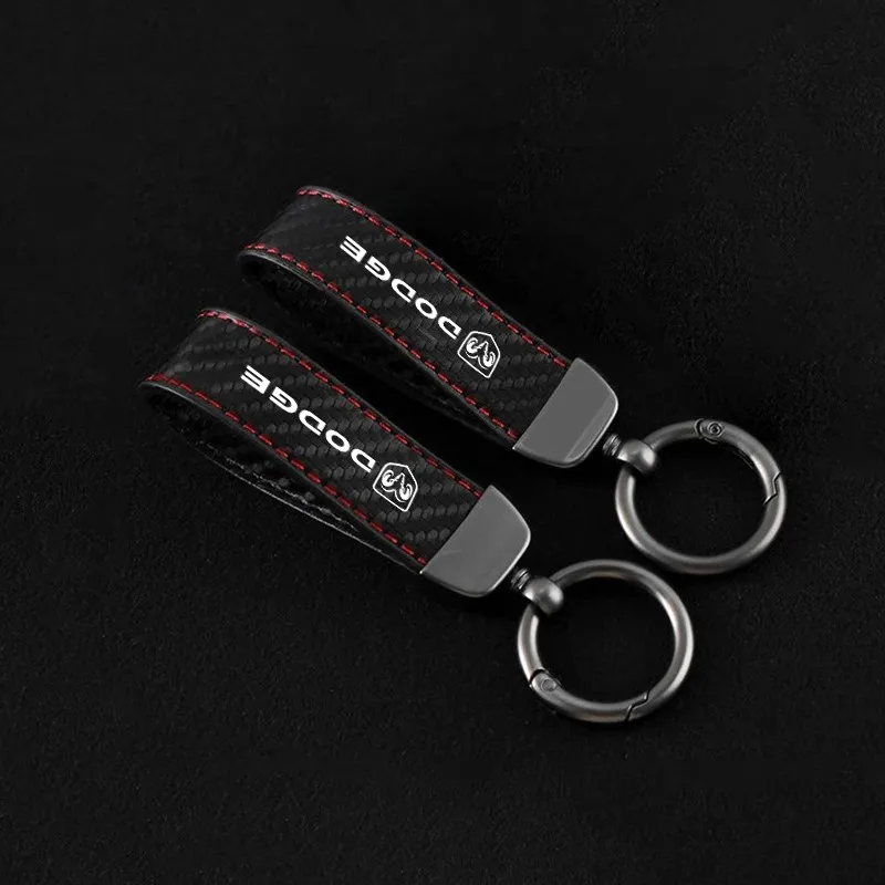 Car Keychain Carbon Fibre Key Chain For Dodge SRT Journey Charger Challenger Caliber Nitro Durango Auto Keyring Accessories