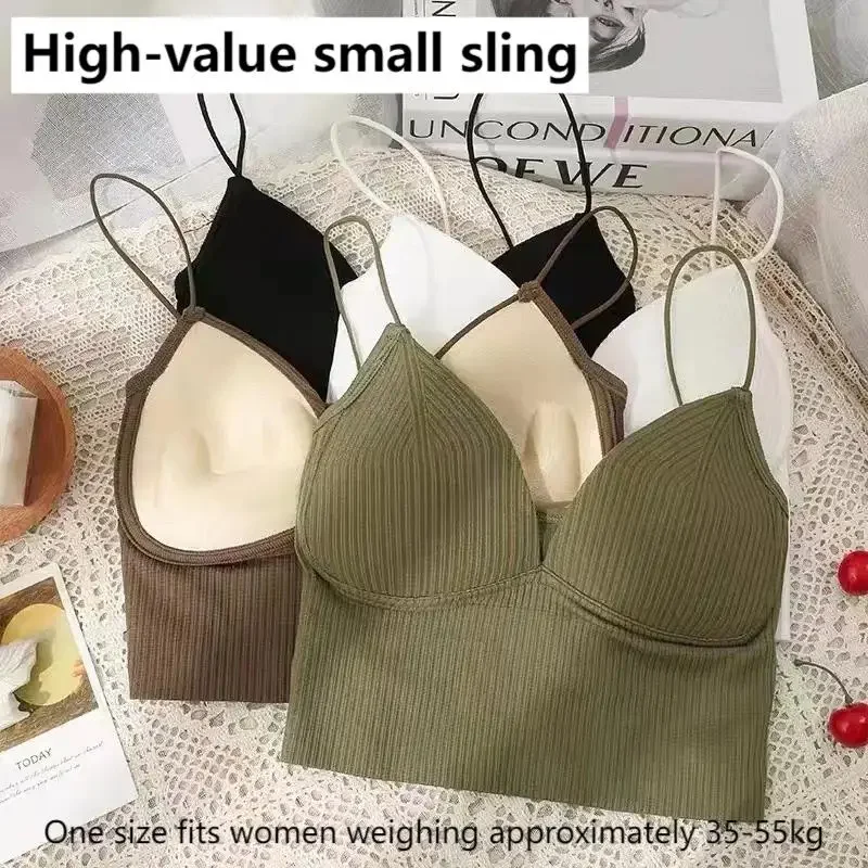 One Size Ribbed Bralette Top Built in Cups Low Back Supportive Tank Tops for Women Summer Layering
