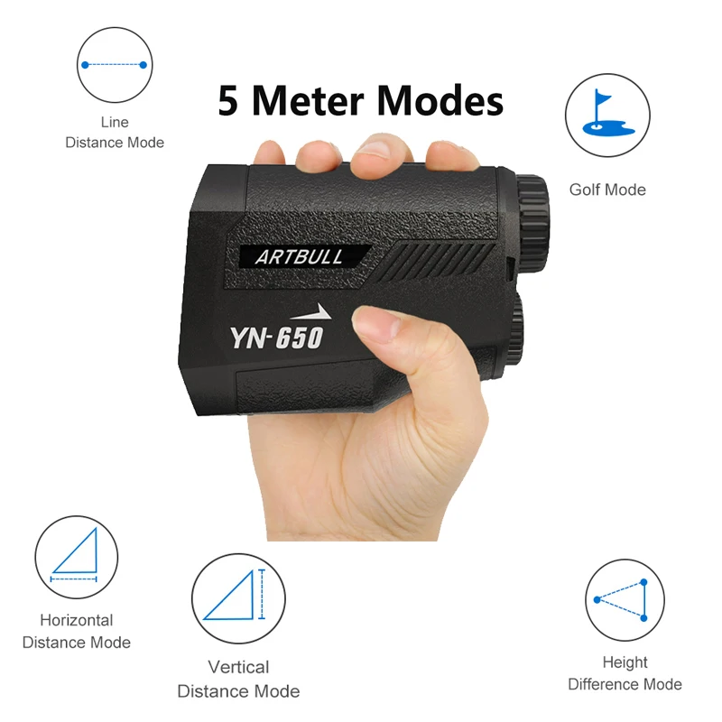 ARTBULL 650m Laser Golf Rangefinder Hunting Telescope with Slope Flag-Lock slope pin Outdoor Laser Distance meter