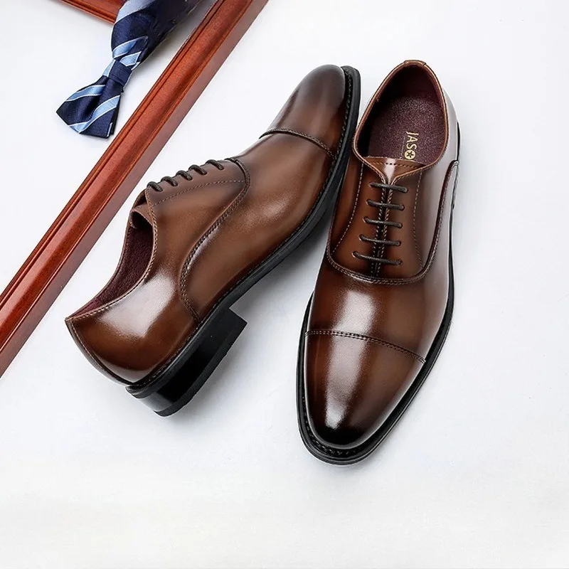 Motorcycle Boots Genuine Leather Formal Three-Joint Inner Heightened British Style Oxford Men's Shoes