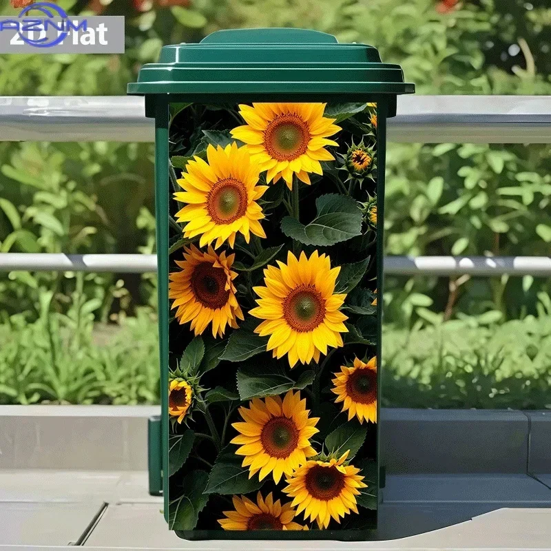2D Print Decor Ornament Decal Creative Bin Transformation for Indoor‑Outdoor Garbage Container