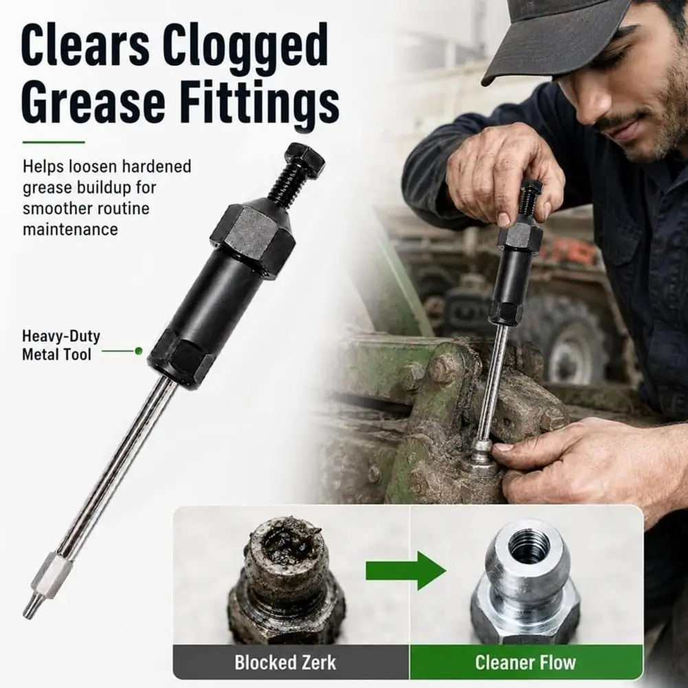 Automotive Grease Fitting Repair Grease Fitting Unclogger Tool Heavy Duty Grease Fitting Tool Zerk Nipple Unclogger for Vehicles