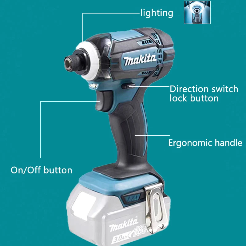 Makita DTD173 1800 tpm accu-slagschroevendraaier 180Nm borstelloze motor elektrische boor hout / bout / T-modus voor Makita 18V batterij