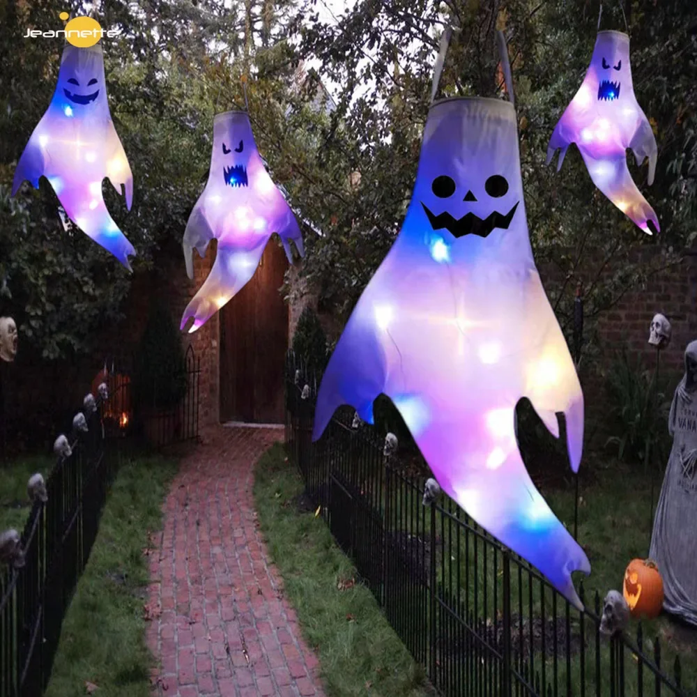 Big Size LED Halloween Outdoor Light Battery Power Skelet Ghost Horror Grimas Gloeiende Partij Props Home Decoratie Night lights