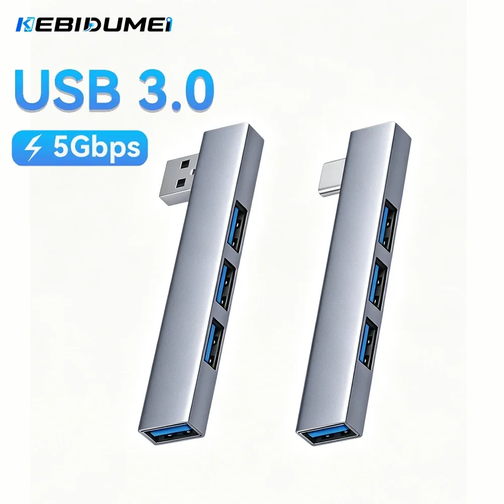 KEBIDUMEI USB Hub 4 Ports USB Type C to USB 3.0 Hub 5Gbps Transfer OTG Adapter Splitter for PC Laptop MacBook Pro USB C Hub