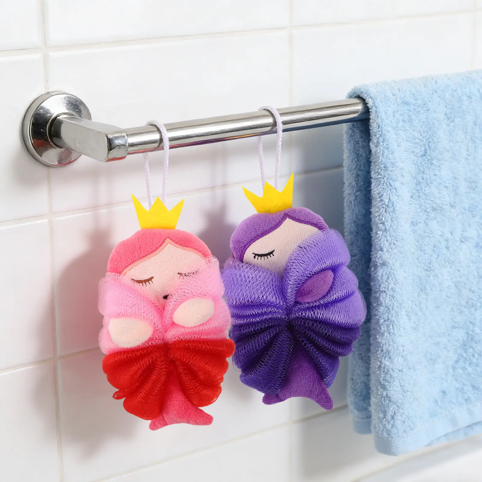 

2 шт. Детские мочалки-губки для ванны в виде мультяшных животных, мягкие, нежные, отшелушивающие, сетчатые, для душа, аксессуары для детской ванной комнаты