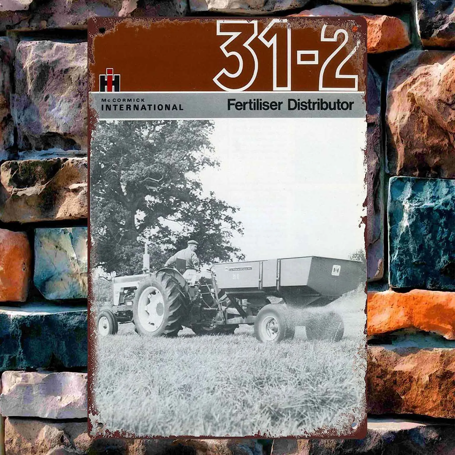 Bulldozer Crushing Rocks In Mountain Pass Vintage Metal Wall Sign Poster Decoration