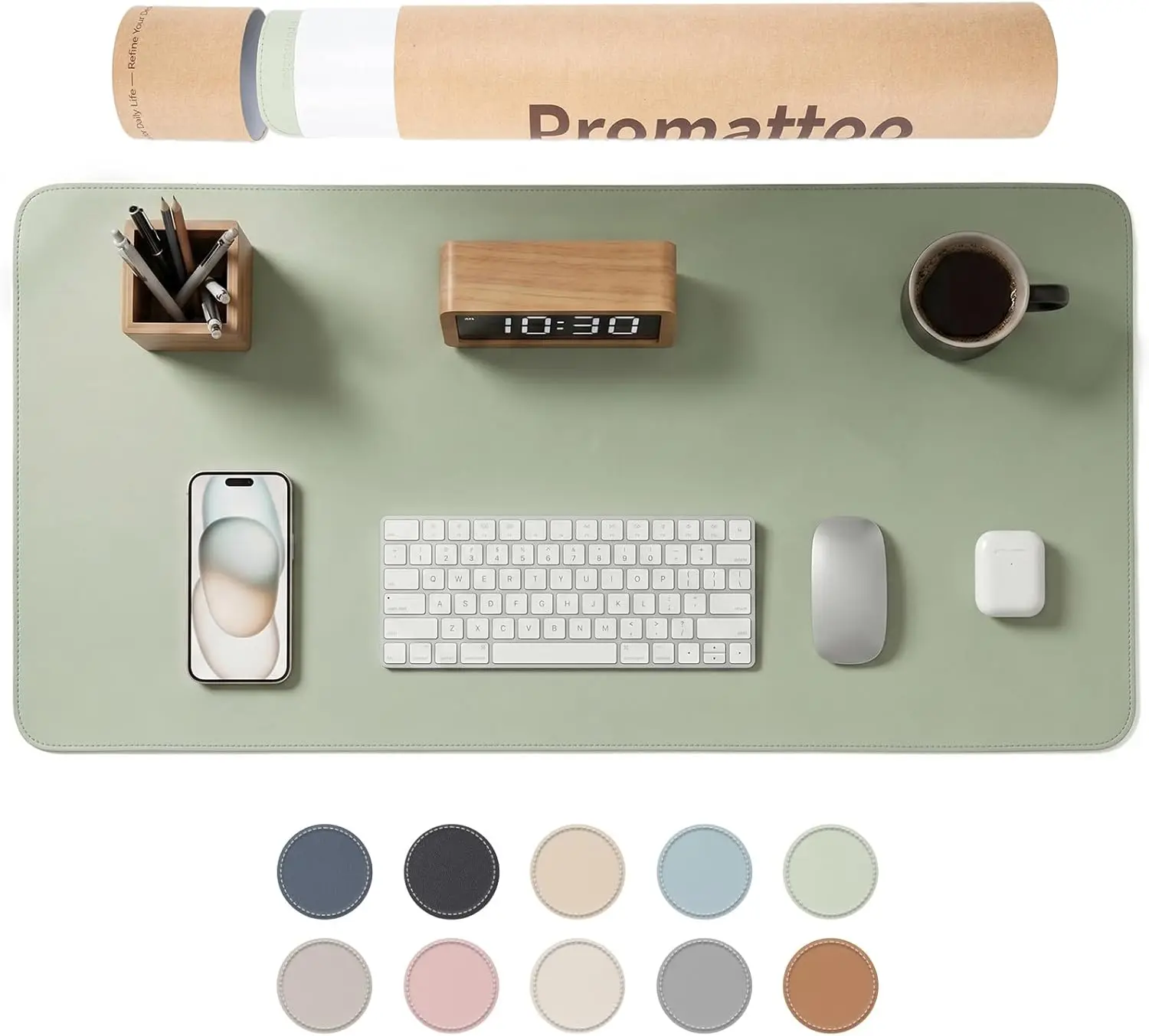 

Large Desk Pad Non-Slip Waterproof Vegan Leather Desk Mat for Keyboard and Mouse, Smooth Mouse Pad, Premium Gift, Matcha Green 23.6" x 13.7"