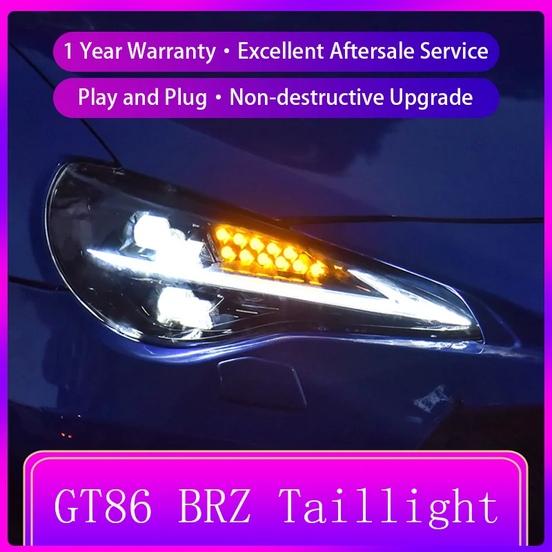 2 PCS Car Lamps For Toyota GT86 BRZ 2012-2020 Front Light DRL Head Lamp Upgrade Dynamic LED Headlight Lens Auto Accessories