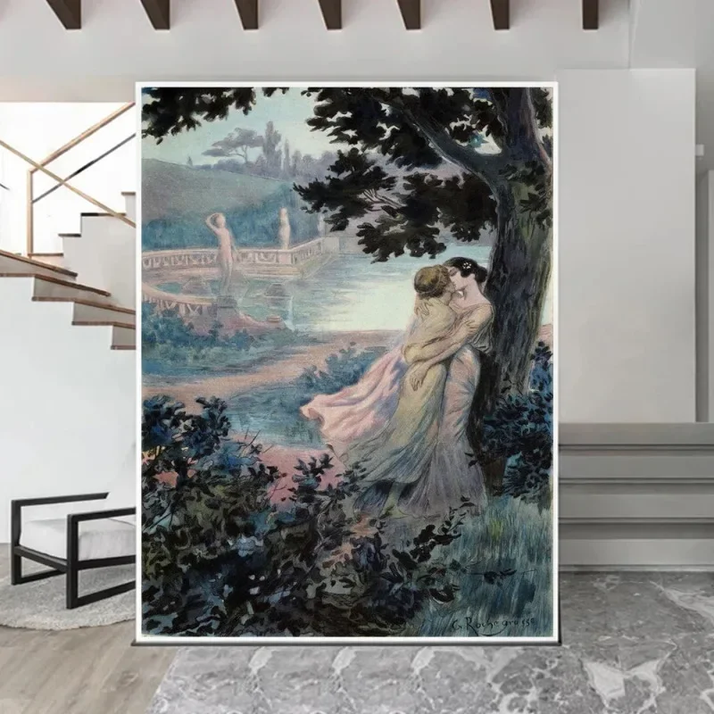 الكلاسيكية عصر النهضة الفن النساء الحب قماش لوحات خمر الفتيات الفيكتوري صورة المشارك يطبع لغرفة المعيشة ديكور المنزل