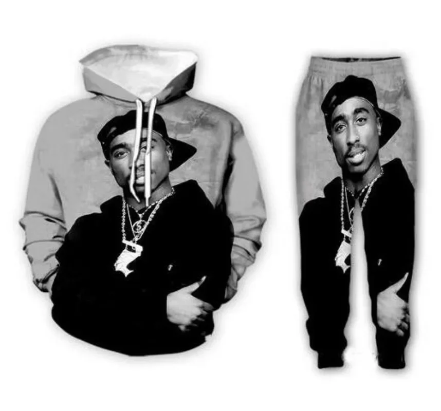 New Men/Womens Tupac 2Pac Funny 3D Print Fashion Tracksuits Crewneck Couple hoodie Joggers Pants + Hoodies