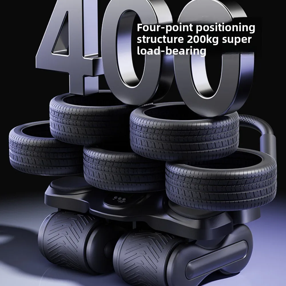 Rodillo de entrenamiento Abdominal de cuatro ruedas, soporte de 4 codos, máquina de ejercicio Abdominal antideslizante, rebote automático efectivo