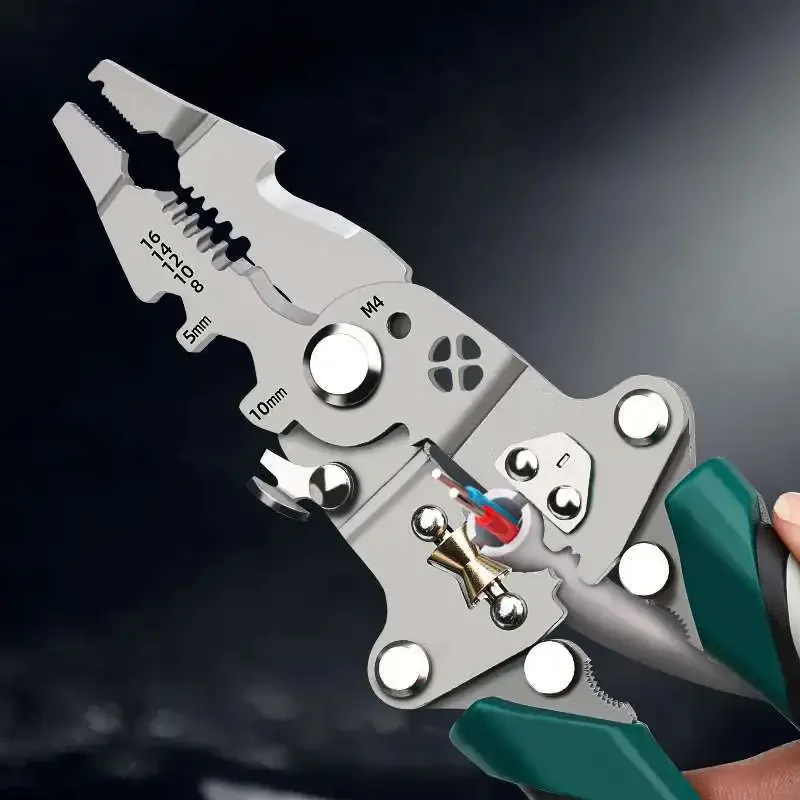 16 في 1 طوي سلك متجرد المكشكش كابل القاطع كماشة ترقية ل سلك تجريد القص أدوات القطع المحمولة