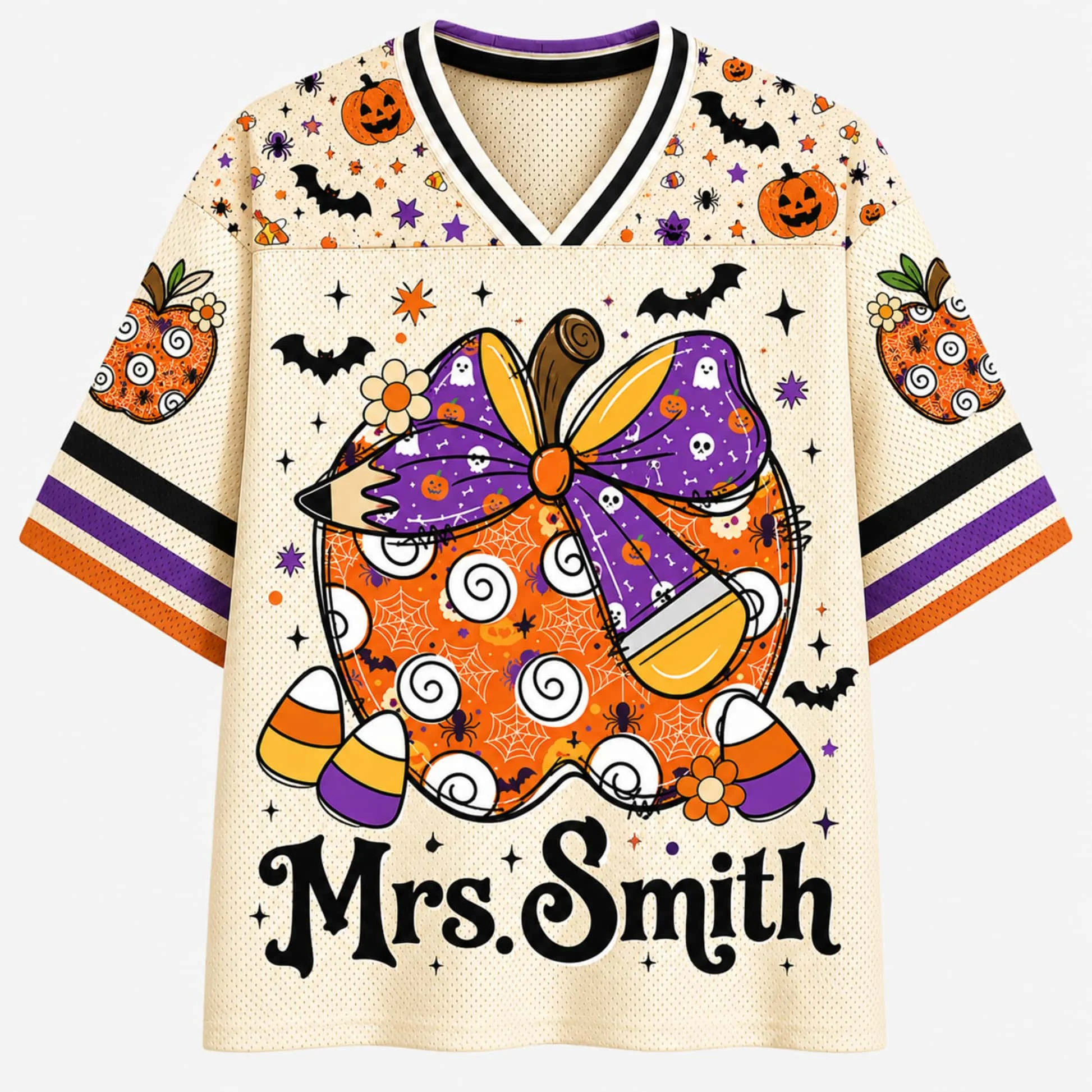 Children's Cartoon Graffiti Halloween Shirt Candy Apple Spider Bat Candy Printed Loose Sports Fast Drying Breathable T-shirt