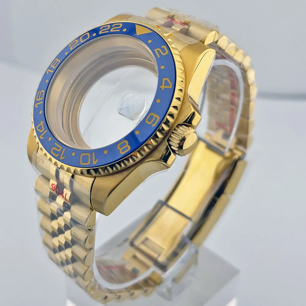 골드 316L 스테인레스 스틸 더블 턴 케이스 사파이어 GMT50BAR 방수 NH34 NH35 NH36 무브먼트 jubbile 스트랩에 적합