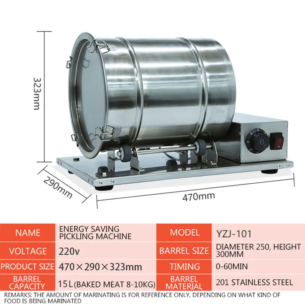 Commercial Meat Marinating Machine Automatic Small Marinating Machine Timing 304 Stainless Steel Barrel