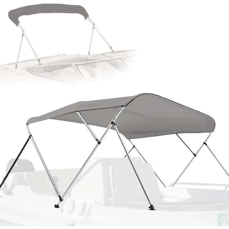 

SereneLife Waterproof BoatTop Cover-61-66'W 4 BowTop Canvas Sun Shade Boat Canopy 1' Double Wall Alu Frame Tube,