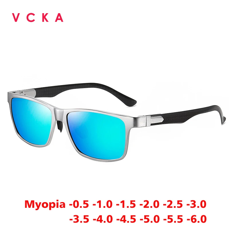 

VCKA Myopia Polarized Sunglasses Men Aluminum Fashion Square Male Glasses Women Custom Optics Prescription Eyewear -0.5 to -6.0