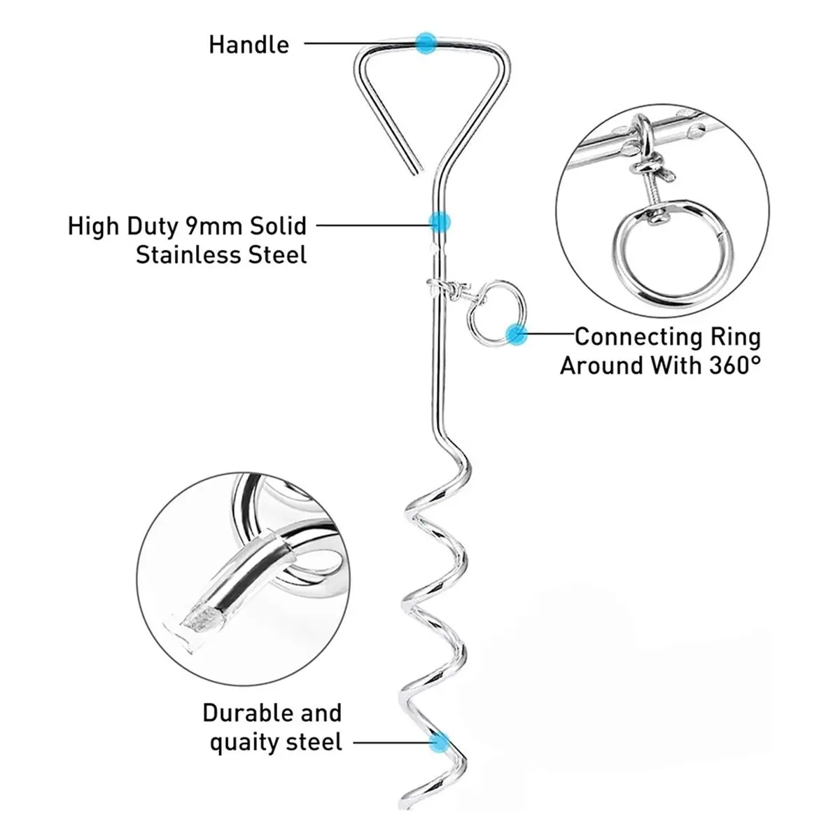 Oct Sale Dog Tie Out Cable and Stake, 30ft Heavy Duty Anti-Rust Spiral Stake for Medium-Large Dogs Up to 125 Lbs