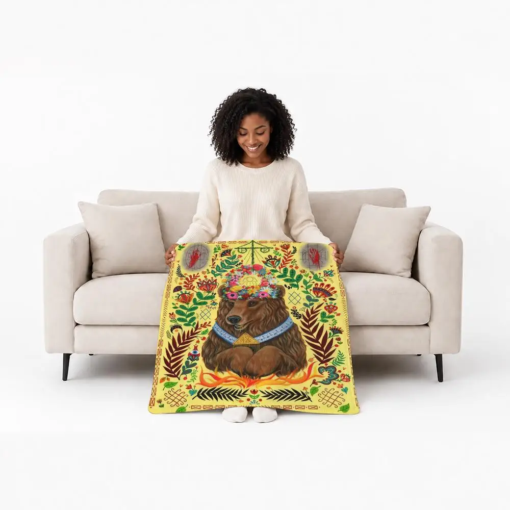 Horror Movie Midsommar Throw Custom Printed Flannel Fleece Blanket for Sofa Bed Office Travel & Camping