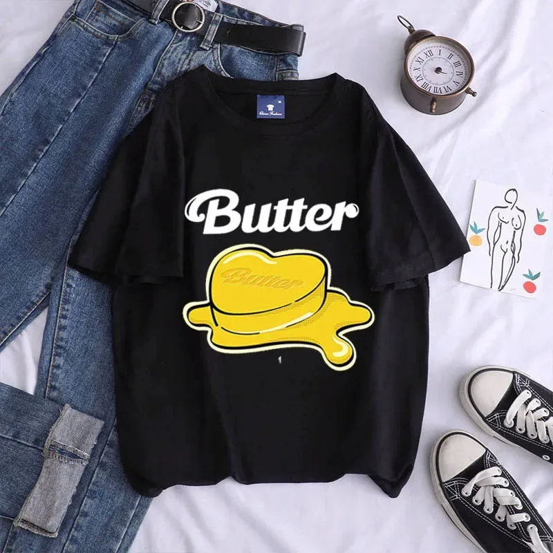 Bangtan Boys New Song Butter Oversized T-shirt Boys Girls Family suit Kawaii Boys girls short sleeve pure cotton top S-4XL