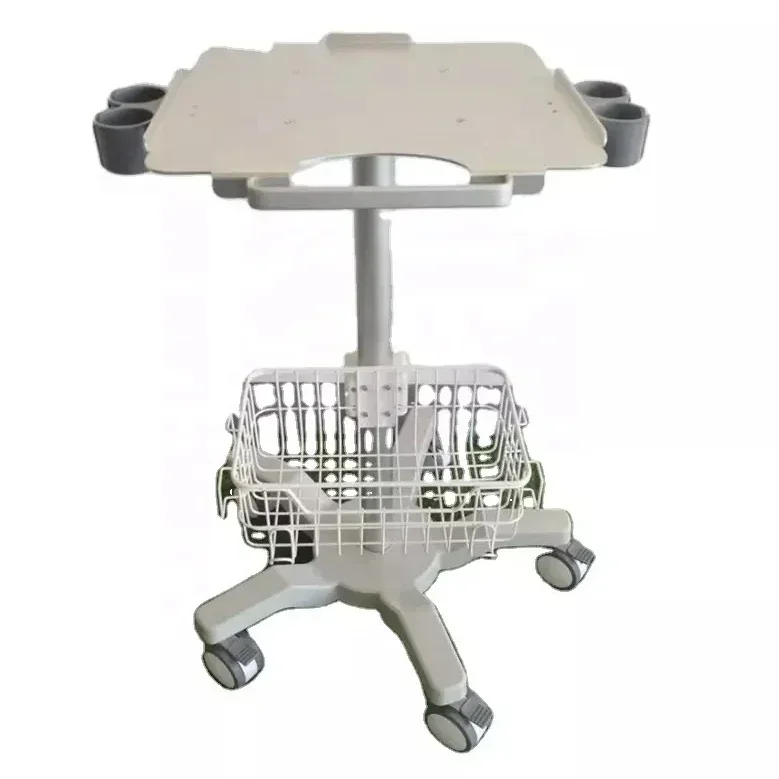 High quality aluminum ultrasound machine cart with five castors ultrasound trolley for hospital and clinic