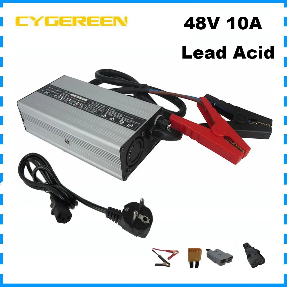 

48V 10A Lead Acid Fast Charger 48 Volt 57.6V RV Forklift Golf Cart 50AH 100AH 200AH Battery Charger