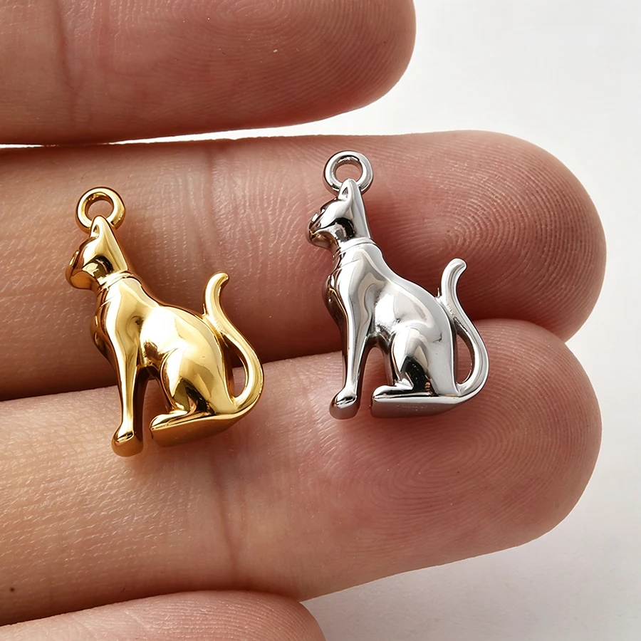5 Stück Niedliche Tier-Serie Anhänger Hund Vogel Vergoldet 3D Edelstahl Charms für DIY Schmuckzubehör im Ofen Wasserdicht – Detail 5
