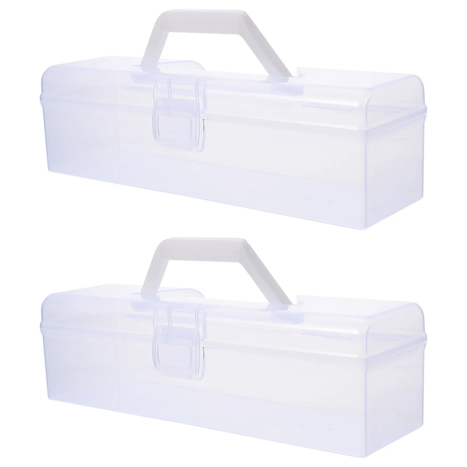 2Pcs Calligraphy Tool Plastic Storage Box Transparent Organizer Compact Case for Painting Tools Art Tools Sundries Holder