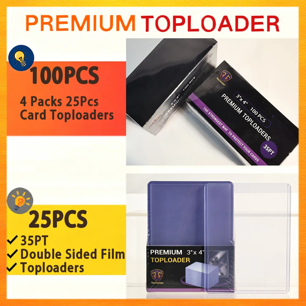 

35PT Toploader Card Holders Premium Rigid Clear Card Sleeves for Trading Sports and Game Cards Storage Protection 25PCS / 100PCS