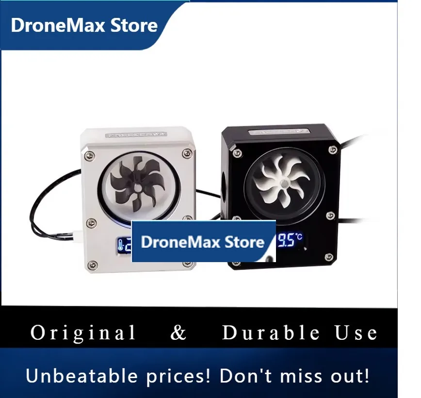 DroMaPC Water Cooling Temperature & Flow Meter, G1/4 Port, VA LCD Screen, 0.5s Real-Time Monitoring, Aluminum Alloy, For PC Cool