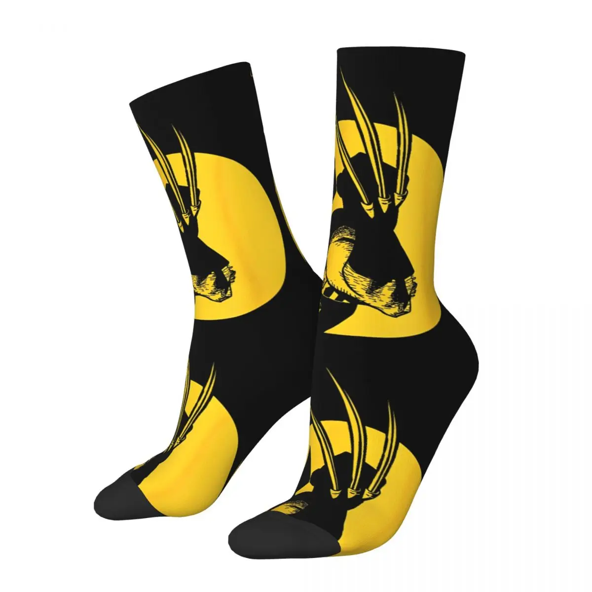 Cool Wolverine Logan X-Men Silhouette Poster Soccer Socks Polyester Middle Tube Socks for Unisex Breathable