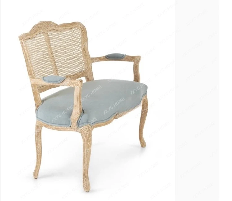 كرسي مزدوج كلاسيكي من الخشب الصلب كرسي من الخيزران كرسي استوديو بذراعين #2