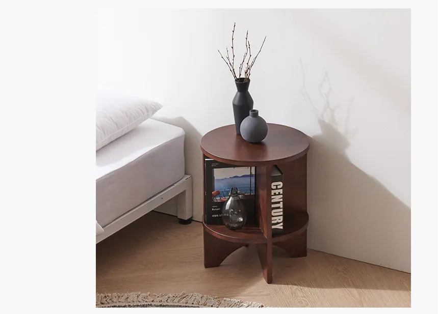 Solid wood small side cabinet, sofa side, small apartment small round table ins storage bedside table side table B & B coffee ta