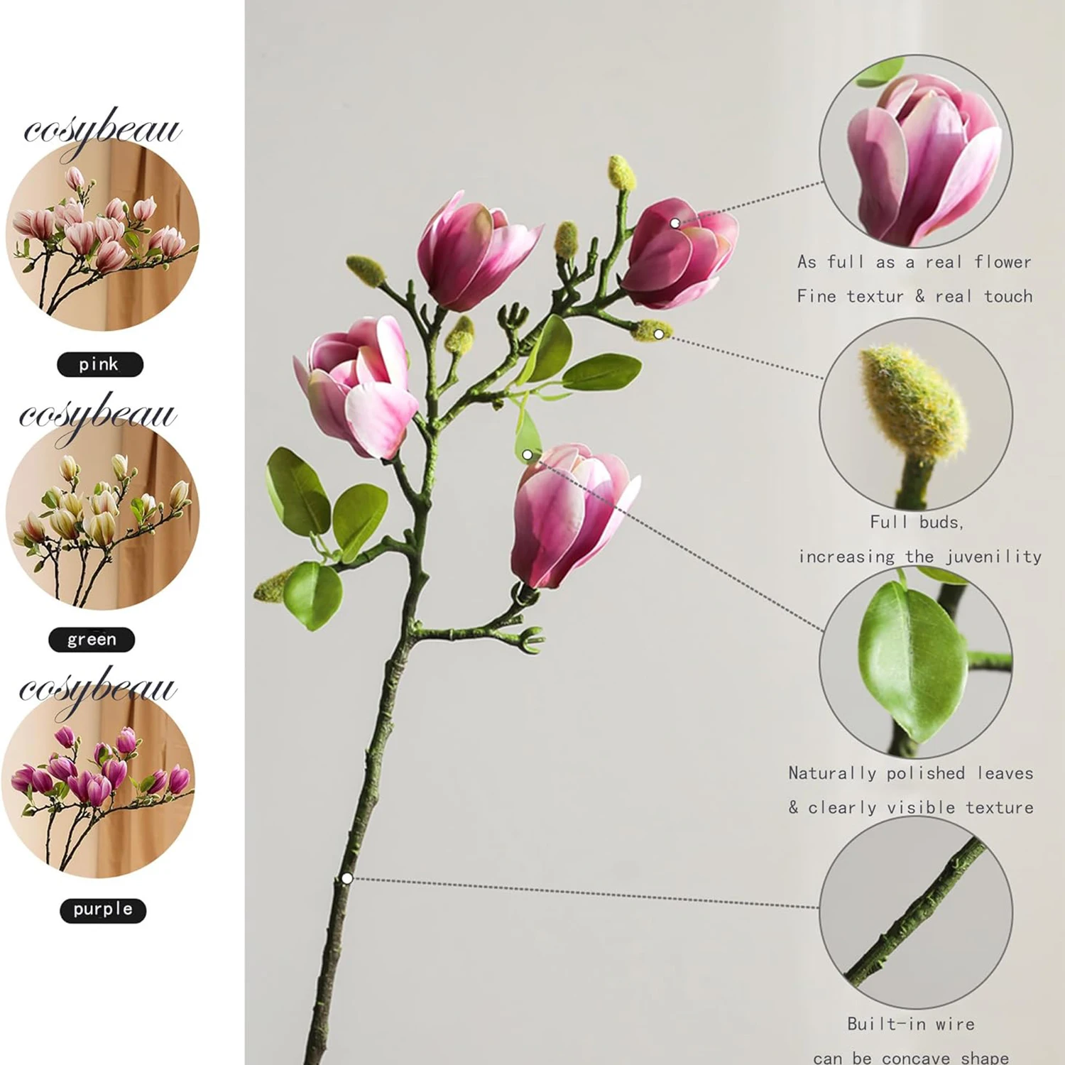 

Artificial Flowers Silk Magnolia Bouquet Diy Photo Props Wedding Bridal Bouquet Table Party Vase Home Outdoor Cheap Decorations