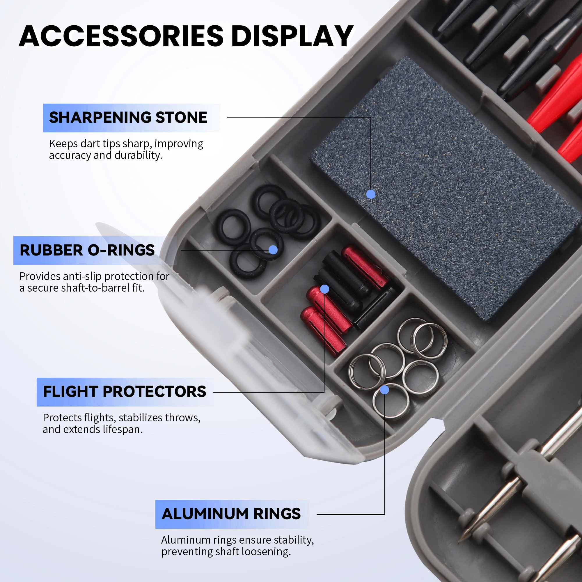 Huanqu 3-Pack Red Blue Darts - Stainless Steel Barrels - Complete with Accessories & Storage Case