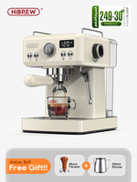 HiBREW 20Bar Semi Automatic Espresso Coffee Machine 58mm Portafilter Temperature Adjustable Cappuccino Coffee Maker Metal Case