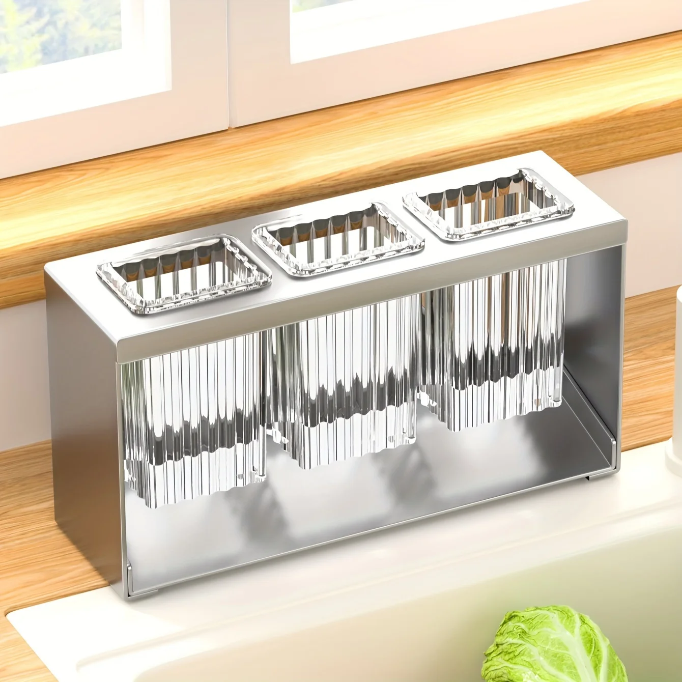 Multi Functional Independent Tabletop Drain Storage Rack, Kitchen Knife and Fork Storage, Tableware Storage Device