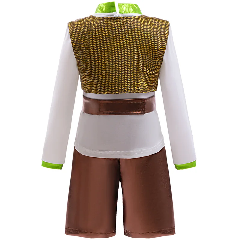 Green Monster Boys 3pcs Costume Boy Shrek Cartoon Top+Waistcoat+Pants Sets Fancy Party Clothes cos Fantasia Outfits For Carnival