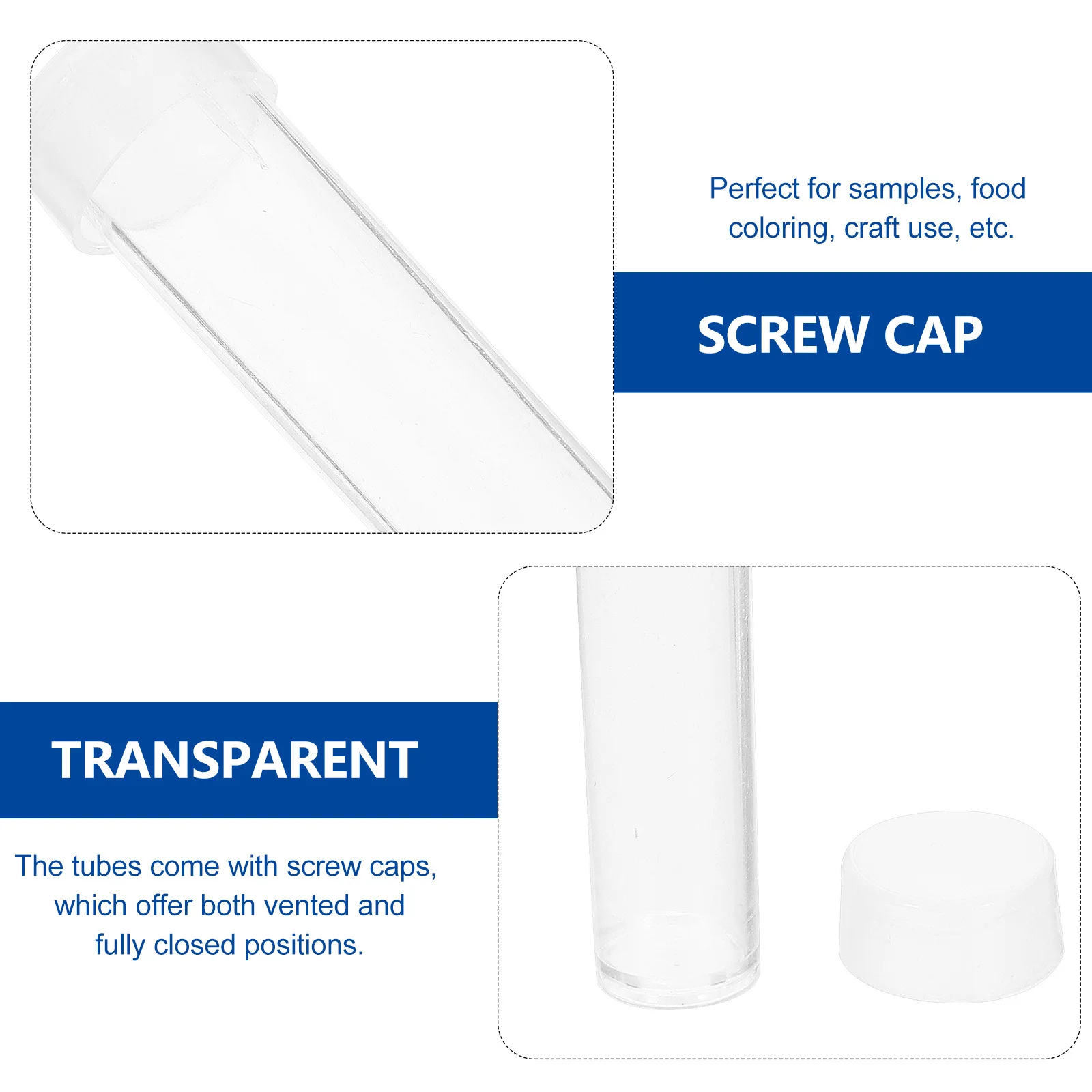 

25 Pcs Plastic Test Tube Storage Tubes Clear with Lids Sealed Bottle Transparent